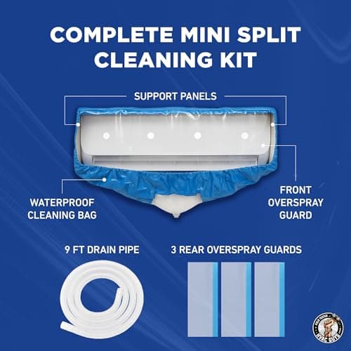 Mini Split Cleaning Bag | 360 Waterproof Design | Fits Systems 27in - 39in Long | Mini Split Cleaning Kit Includes Overspray Guards and Drain Hose - Thumbnail 3