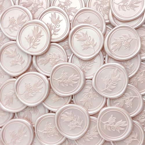 Pilloze 50Pcs Champagne Self-Adhesive Wax Seal Stickers - Wax Seal Perfect for Wedding Invitation or Envelope Good Adhesion and Easy to Use, Wedding Invitation Accessories - Image 1