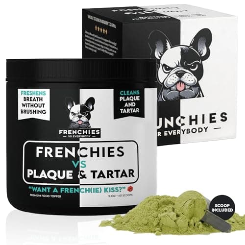 Dog Teeth Cleaning Powder–Natural Dog Dental Powder for Teeth Cleaning, Breath Freshener & Plaque Remover–Tartar Control, Oral Care &Bad Breath Treatment-French Bulldog Optimized Great for all breeds