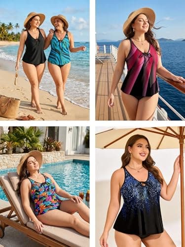 SOTHEA Plus Size Tankini Top Only Flowy Womens Swimsuit Tops Loose Fit Adjustable Straps Bathing Suit Top 2026 No Bottom - Thumbnail 5