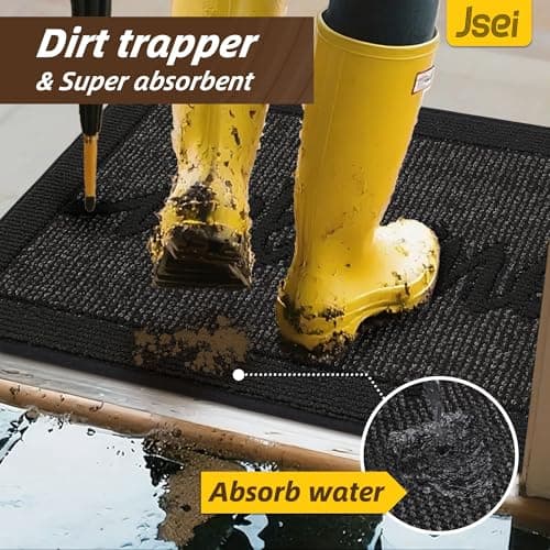JSEI Door Mat 32"x 48",Absorbent Dirt Welcome Mat,Non-Slip Entryway Rugs Washable Indoor Entrance Mats, Low Profile Floor Mat for Entryway and Front Back Door,Black - Thumbnail 5