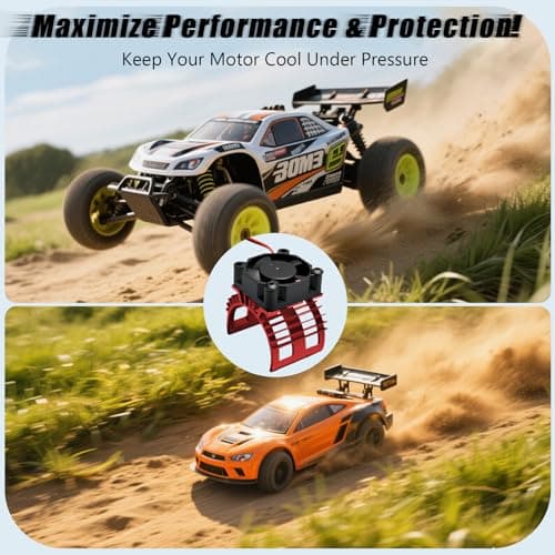 Alloy Heat Sink with 5V Cooling Fan for Traxxas Trx4 Slash ARRMA SCX10 and 1/10 RC Car - Compatible with 540, 550, 3650 Size Brushless Motor (Red) - Thumbnail 6