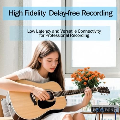 Jolgoo 2x2 USB Audio Interface, 24-Bit/192kHz Professional Audio Interface for Recording, Streaming and Podcasting, with +48V Phantom Power, Low Latency, Works with Mac/PC/Smartphone - Thumbnail 6