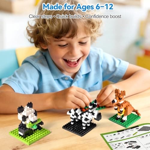 FUN LITTLE TOYS Mini Animal Building Blocks – 12 Pack, No Duplicates, Individually Boxed Zoo Sets for Kids 6-12, Party Favors, Classroom Prizes, Goodie Bag Stuffers & Easter Egg Fillers - Thumbnail 6