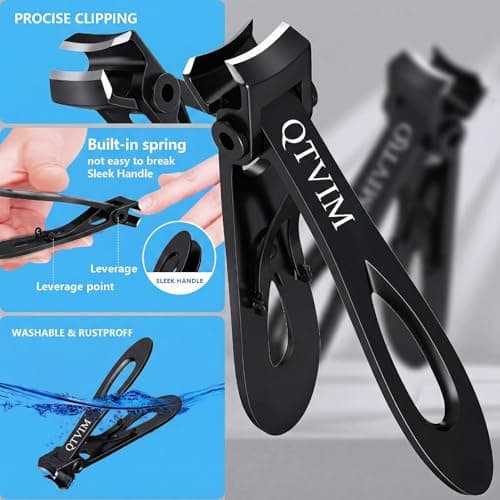 Toenail Clippers for Thick Nails for Men Seniors|3 Pack Ergonomic Long Handle Angled Head Toe Nail Clippers with Catcher|Premium Steel Wide Opening Fingernail Clipper-Heavy Duty Nail Clipper for women - Thumbnail 4