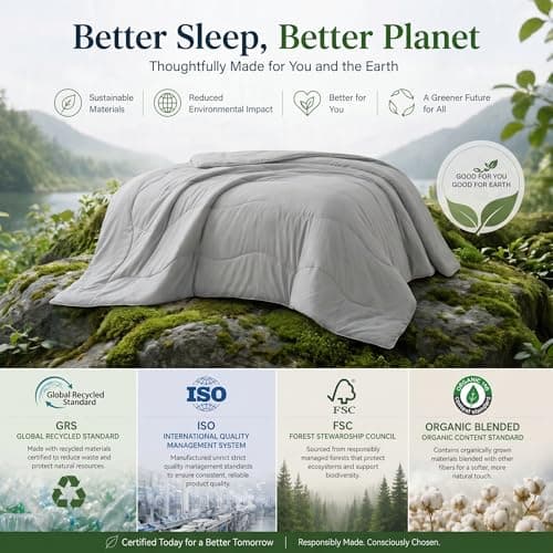 Fuzzysense Cooling Comforter Queen 90"x90" – Instant Cooling Blanket for Hot Sleepers & Night Sweats, Breathable Lightweight All-Season Bedding, Pet-Friendly Oeko-TEX & GRS Certified, Gray - Thumbnail 4