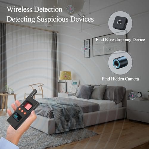 CHIRSMIP Compact Hidden Camera Detector, Camera Finder, RF Bug Detector, Magnetic Tracker Finder, Portable Bug Sweeper for Listening Devices, Hotels, Home, Office, Car and Travel - Thumbnail 2