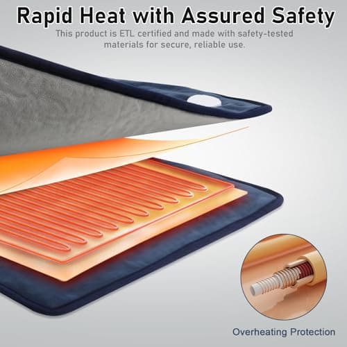 Heating Pad for Neck and Shoulders and Back,Pain Relief, Electric Heating Pad Large Size 24”X34” with 9 Heat Levels, 4 Timer Settings and Auto-Off, Birthday Gifts for Women Men Mom Dad Grandma - Thumbnail 2