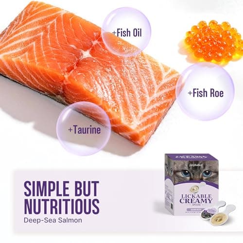 PETPHABET Lickable Cat Treats Spoon, 36 Count Creamy Puree Kitten Treats Salmon & Fish Roe Recipe, Functional Wet Paste Cat Snacks for Skin & Coat Support, Grain-Free Kitty Treat with Taurine - Thumbnail 3
