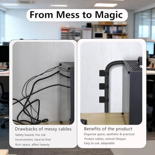 48Pcs Upgraded Under Desk Cable Management Ties - Self Adhesive Sticky Back Hook and Loop Straps, Cable Wire Organizers for Home Office - Thumbnail 2