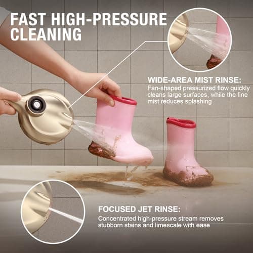 LAVA ODORO Handheld Shower Head with Magnetic Docking System, 10-Function High Pressure Detachable Shower Head, 5-inch Showerhead with 72 Inch Hose, Champagne Gold, SH180-CB - Thumbnail 5