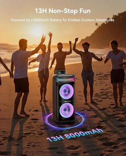 GKD60 Karaoke Machine with 2 Wireless Microphones for Adults, Portable Bluetooth Party Speaker, 500W Peak Power PA System with LED Disco Lights, 6.5'' Speaker Big Sound, 8000mAh Battery for Outdoor - Thumbnail 3