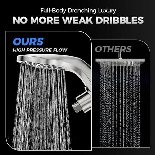 Newfinde High Pressure Rain Shower Head with Handheld Spray Combo: Detachable Dual Shower Head with 10 Sprays Modes - Upgrade Knob Spray Mode Selector and Magnetic Guidance Docking System - Thumbnail 3