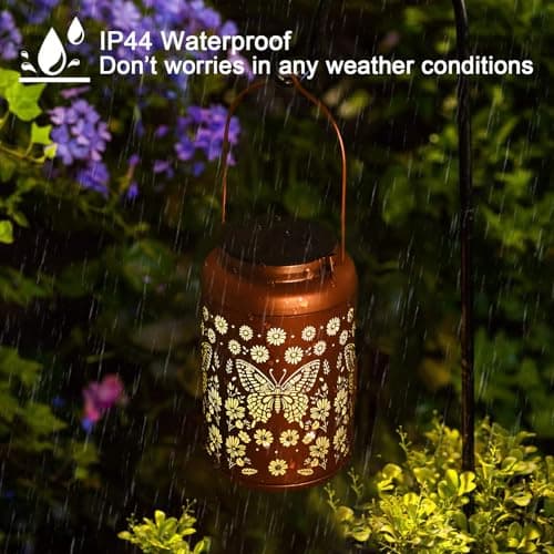 Mothers Day Gifts for Women Mom Grandma, Birthday Gifts Butterfly Solar Lights Outdoor Waterproof, Decoration Outside for Outdoor, Yard, Garden Decor Butterflies Solar Lantern - Thumbnail 5