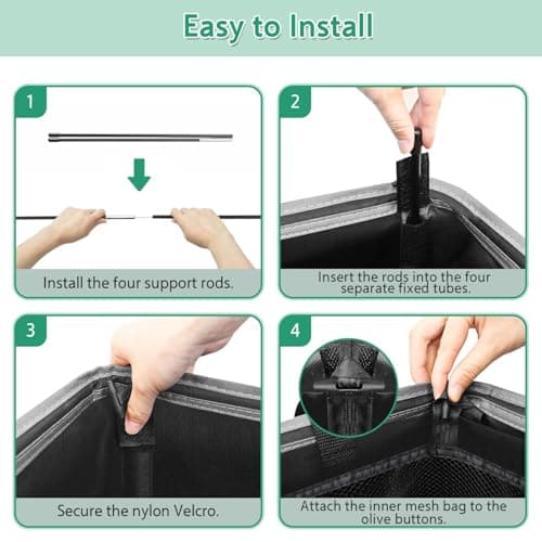 110L Laundry Hamper with Lid with Washing Bag & Front Mesh Bag, Large & Tall Laundry Basket, Collapsible Dirty Clothes Hampers for Bedroom Aesthetic, Bathroom, Dorm, Laundry Room - Easy Carry, Black - Thumbnail 6