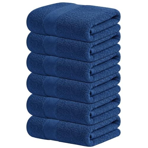 Infinitee Xclusives Hand Towels for Bathroom - Set of 6 (16x28 inches) 600 GSM, 100% Cotton Ultra Soft, Quick Drying, Hotel Quality Hand Towel Set (Tranquil Navy) - Image 1