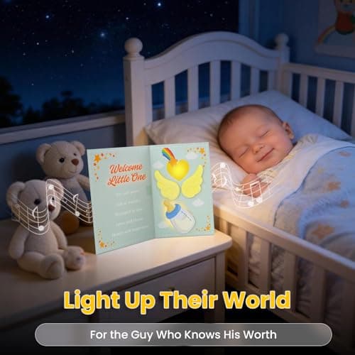 mountova Musical Baby Shower Card – Pop Up Baby Shower Cards with Sound & Light for Girl and Boy - Cute New Baby Card for New Parents, Blank NoteCard and Envelope Included - Thumbnail 3