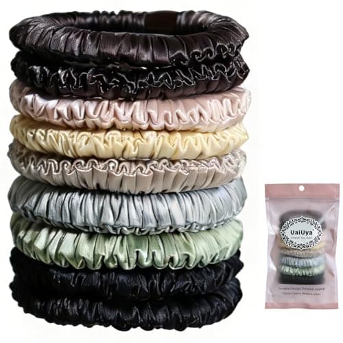 UaiUya 9PCS Skinny Satin Scrunchies, Softer Than Silk Hair Ties, Gentle for Frizz, Ideal Gifts for Women Basic - Image 1