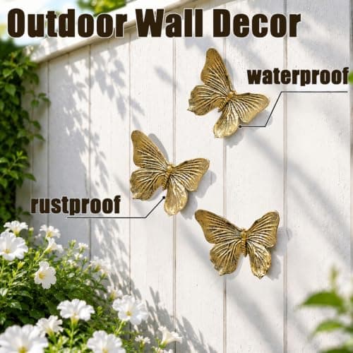 GUSFREUD 3D Butterfly Wall Decor Set – Resin Wall Decorations for Living Room, Bedroom, Garden, Yard, Outdoor and Gallery Walls - Antique Copper - Set of 3 - Thumbnail 5