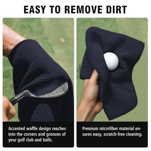 Dragon tiger Magnetic Golf Towel – 23.6"x15.7" Microfiber Waffle Weave with Magnet & Carabiner, Ultra Absorbent for Clubs, Bags & Carts (Grey) - Thumbnail 3