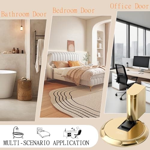UBVIF No Magnetic Door Stopper, Adjustable, Mechanical Doorstop, Windproof Door Stop for Indoor, No Nails/Screws Needed,Heavy Duty Door Holder,Keep Door Open (1, Bright Gold) - Thumbnail 5