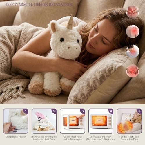 KOWSI® AI Interactive Talking Unicorn Plush – 1.4LB Microwavable Heatable Stuffed Animal with Tourmaline Lavender Heat Pad - 12" Educational STEM Toy to Learning Language Voice-Activated - Thumbnail 3