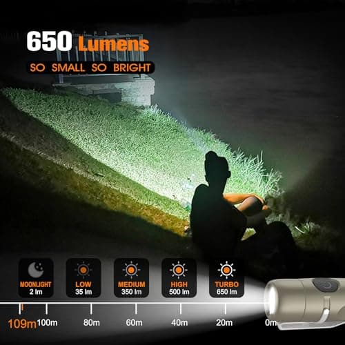 TUNENGE S15 Rechargeable Keychain Flashlight,650 High Lumen EDC Flashlight,Super Bright LED Mini Flashlight Be Suitable for Camping, Hiking,Outdoor Activities,Emergency（Khaki 6500K） - Thumbnail 4