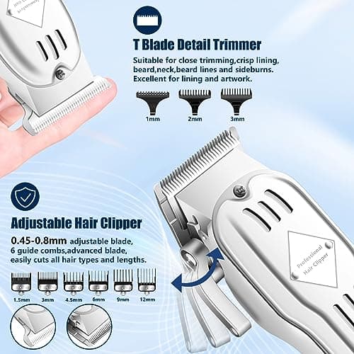 SUNNOW Hair Clippers Professional Cordless for Men, Electric Foil Shavers Razor & Beard Hair Trimmer Kit, Rechargeable Hair Cut Machines Fade Clippers Set, 3 in1 Beard Trimming Kit for Home, Barber - Thumbnail 2