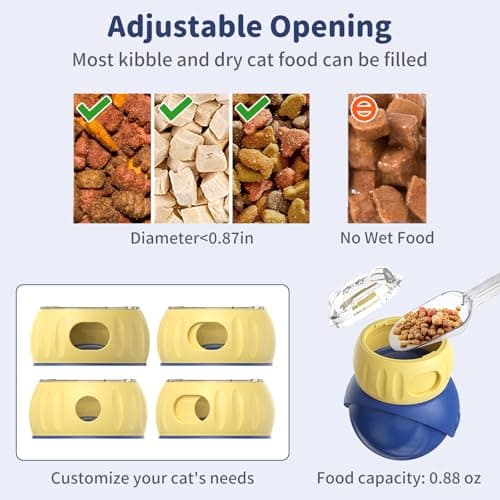 JoyBruko Interactive Cat Toys Treat Puzzle - for Indoor Cats Weight Loss Wobble Tumbler Feeder Food Dispenser, Fun Sliding Rolling, Enrichment Portion Control Slow Feeder for Kittens & Adult Cats - Thumbnail 5