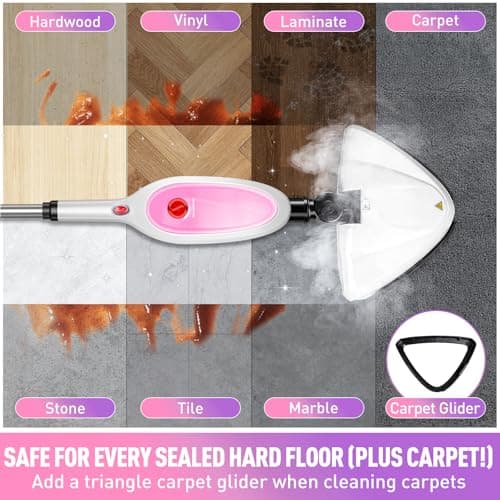 Steam Mop & Detachable Handheld Steamer 2-in-1 Design, 20s Fast Heat-Up, 16FT Power Cord, 10-in-1 Multi-Purpose Steam Cleaner for Hardwood Floors/Carpet/Tile/Grout/Window/Stove for Deep Home Cleaning - Thumbnail 5