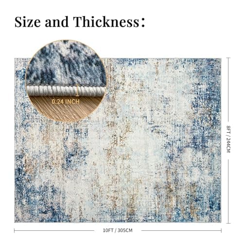 Ruicharm Washable 8x10 Area Rug: Blue Rugs for Living Room Dining Room Bedroom Office Indoor - Non-Slip Modern Large Carpet Home Decor - Mottled Blue - Thumbnail 2