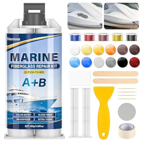 Nanoxa Marine Fiberglass Repair Kit, Gel Coat Repair Kit for Boats with Color Match, Fiberglass Boat Repair Kit, Weather-Resistant Epoxy Filler for Boats Fix Deep Cracks, Chips, Holes & Scratches - Image 1
