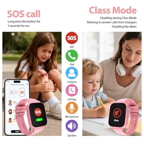 AXYWINBO Kids smart Watch for Girls Boys 4g GPS Call Text-Smart Watch for Kids Game Camera Pedometer Alarm Clock Calculator-Kid Watches for Girls Boys 4-12 Ages Gifts Pink - Thumbnail 4