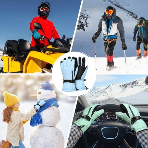 Odtmger Snow Gloves,Touchscreen Ski Mittens,Warm Cold Weather Ski Gloves for Parent Boys Girls - Thumbnail 5