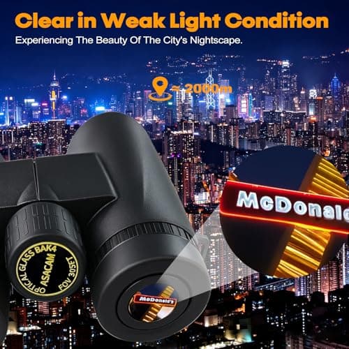 Asacam 10x42 HD Binoculars for Adults, BAK4 Prism Waterproof Lightweight Binoculars with Low Light Vision for Bird Watching, Hunting, Hiking, Travel, Cruise - Thumbnail 4