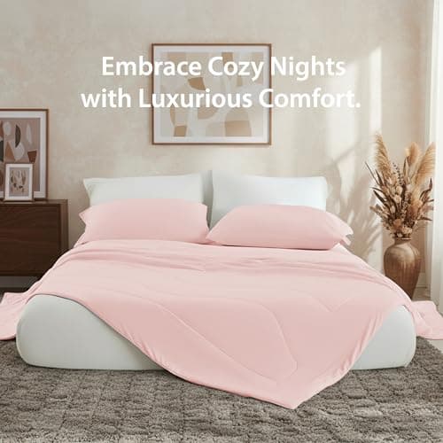 Regency Heights Queen Size Cooling Comforter, Breathable Blanket for Hot Sleepers, Lightweight All Season Bedding for Night Sweats, 90x90, Pink - Thumbnail 2