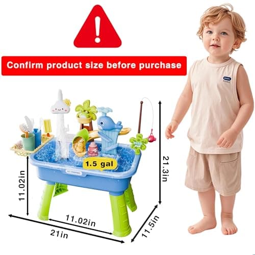 MeXYZ 2026 Upgraded Water Table for Toddlers 1-3, Kids Mini Play Sink Toys with Running Water & Electric Pump, Kitchen Sink Sensory Toy, Fishing Game Outdoor Water Play Table for Kids Ages 4-8, Blue - Thumbnail 3