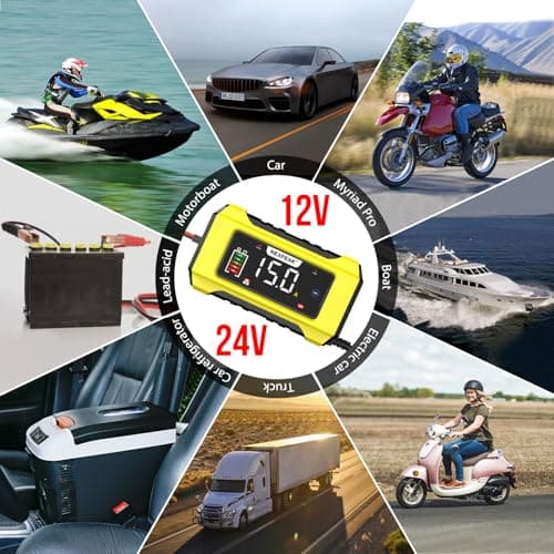 NEXPEAK NC215 15-Amp Battery Charger, Trickle Charger Car Battery Charger 12V 24V LiFePO4 Lead Acid Portable 9-Stage Smart Battery Maintainer w/Temp Compensation for Car Truck Lawn Mower Boat Marine - Thumbnail 6