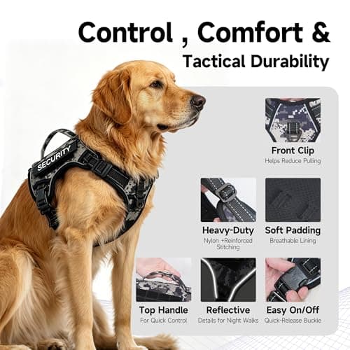 Tactical Dog Harness for Large Dogs, No Pull Military Service Dog Vest with Handle&Molle, Heavy Duty Reflective Adjustable Harnesses for Training Walking Hiking German Shepherd Golden Retriever - Thumbnail 3