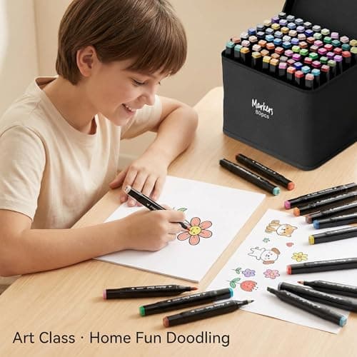 DTXDTech Alcohol Markers 80 Colors,Chisel & Fine Dual Tip Marker Set for Adults,Permanent Markers Pens Coloring Alcohol Marker Perfect Halloween Christmas Gift for Painting Coloring Sketching - Thumbnail 6