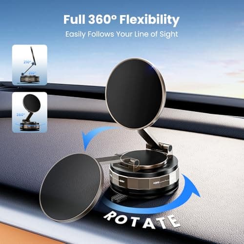 TECKNET Vacuum Magnetic Phone Holder - Upgraded 360° Adjustable Nano Gel Suction Cup Phone Holder for MagSafe, Car Mount for Car/Gym/Kitchen, Compatible with iPhone, Android and All Smartphones - Thumbnail 4