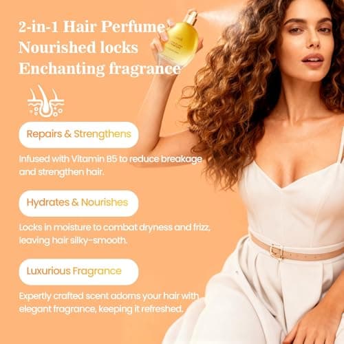 EASYWELL Leave In Conditioner Spray, Hair Perfume for Women, Hair Spray Women with Vitamin B5, Floral, 2.5 Fl Oz - Thumbnail 2