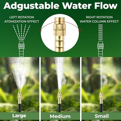 120FT Drip Irrigation System for Garden: Quick Connect 1/4" PE Tubing 18Pcs Automatic Water Sprinkler Kit Adjustable Misting Part Watering Hose, Outdoor Raised Bed Plants Flower Yard Greenhouse - Thumbnail 3