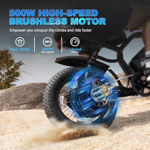 AVDLBIKE Electric Bike, 16'' Fat Tire E-Bike for Teens &Child/Adults, 500W Small Ebike with 36V/12.8Ah Removable Battery, 22MPH/45 Mile Range, Full Suspension Off-Road Electric Dirt/Mountain Bike A13 - Thumbnail 3