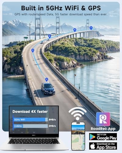 SARMERT 4K 3 Channel Dash Cam, Dash Cam Front and Rear C3, Free 64GB Card, 4K+1080P+1080P Dashcam, G-Sensor, WDR, APP, 5G WiFi, Night Vision, 24H Parking Monitor - Thumbnail 4