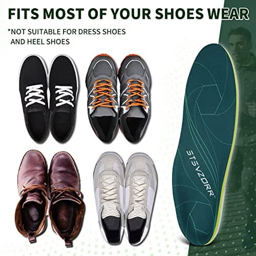 STSVZORR Pain Relief Plantar Fasciitis Relief Heavy Duty Support 210lbs+ Orthopedic Insole Flat Feet Heel Pain Work Boot Insole All Day Cushioning Men Women(Size 7 Black Green) - Thumbnail 6