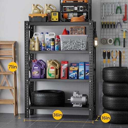 Lionhon Heavy Duty Garage Shelving, 36" W x 16" D x 71" H, 3000 LBS Capacity, 4-Tier Adjustable Metal Storage Shelves, Reinforced Steel Storage Rack for Garage, Basement, Utility Room - Thumbnail 3