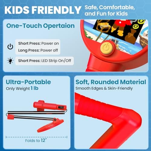DR.ÖTEK Metal Detector for Kids - Innovative Color LCD Display, 6.7” LED-Lit Coil, Lightweight & Adjustable Kids Metal Detector with Safe Rubber Grip, Ideal Gifts for Boys & Girls Ages 3-12, Red - Thumbnail 5