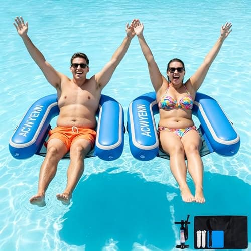 ACWYENN Inflatable Hangout Chair, Floating Pool Chair, Lounge Chair, Lake Floats (2 Packs-Dark Blue)