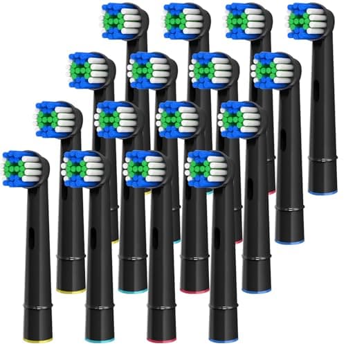 Replacement Toothbrush Heads, Compatible with Oral B Braun, 16 Pcs Professional Electric Brush Heads for Oral B Braun Replacement Heads Refill, Black - Image 1